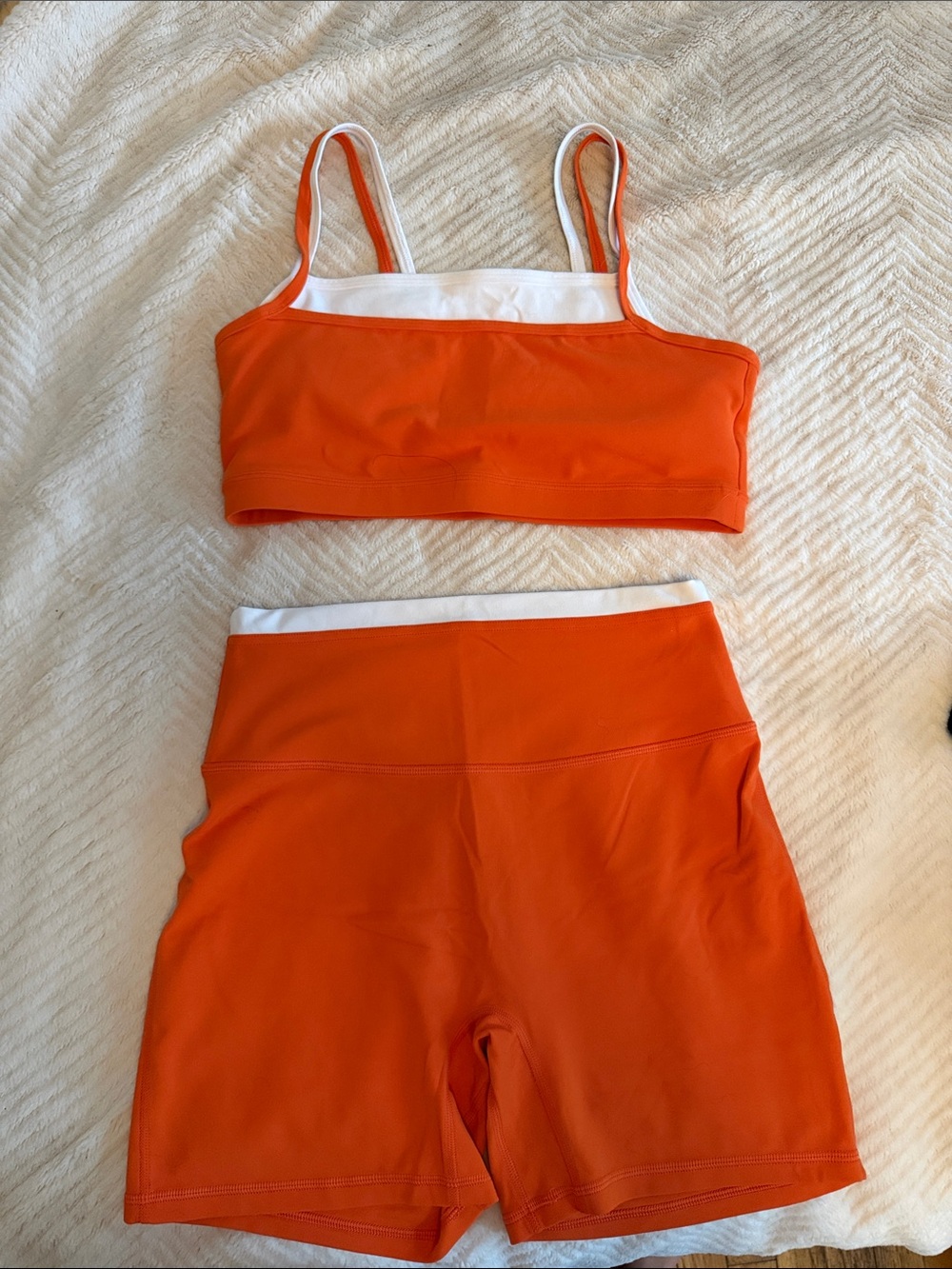 Abercrombie & Fitch Orange and White Athletic Two-Piece Set